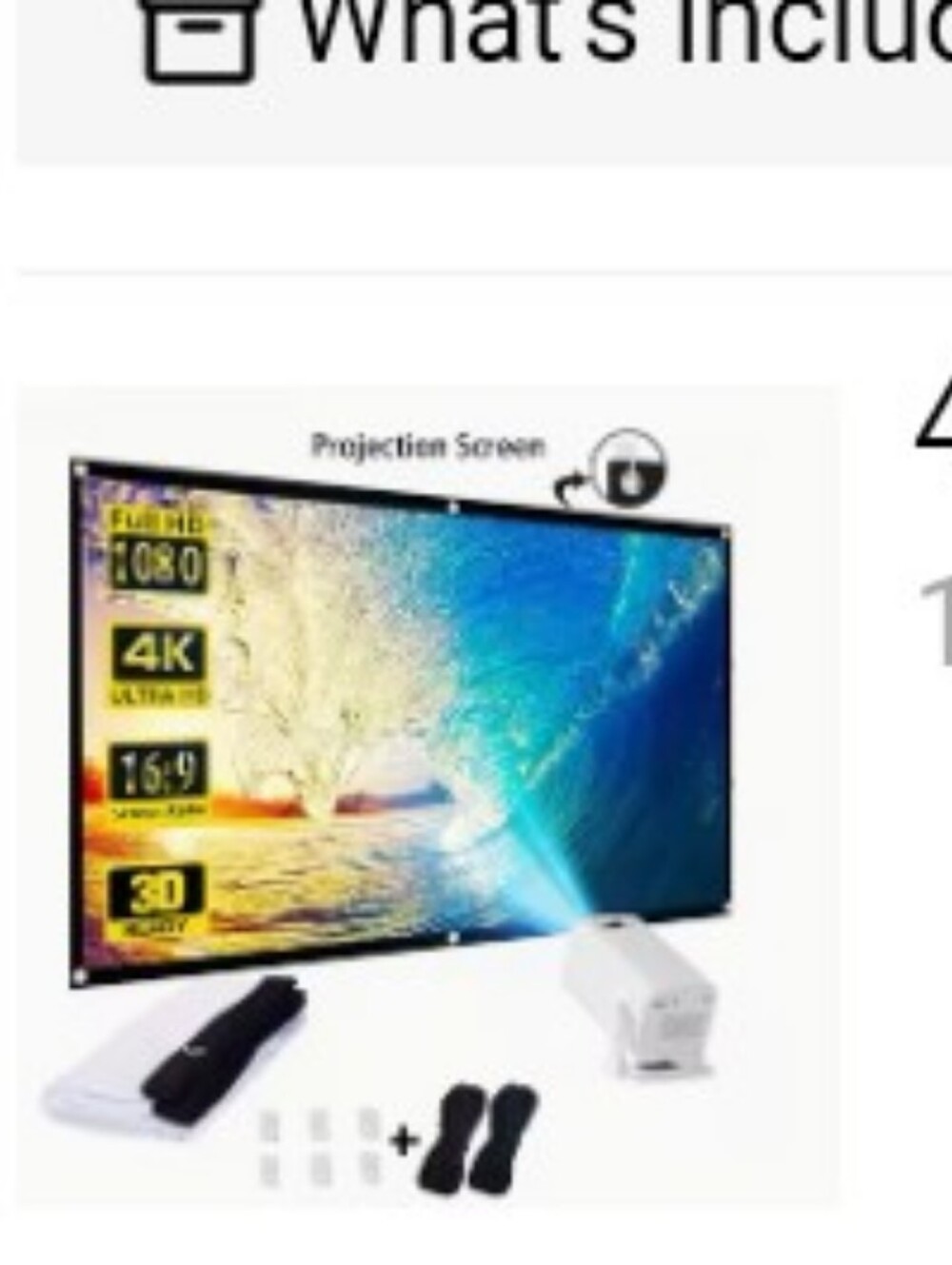 Portable Projector Screen with Accessories - Black/White